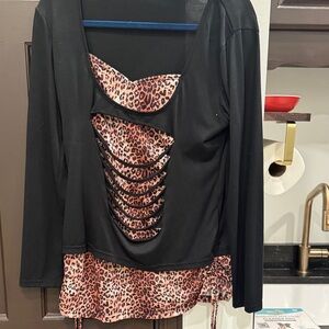 Black and Leopard Print Women's Top NEVER WORN